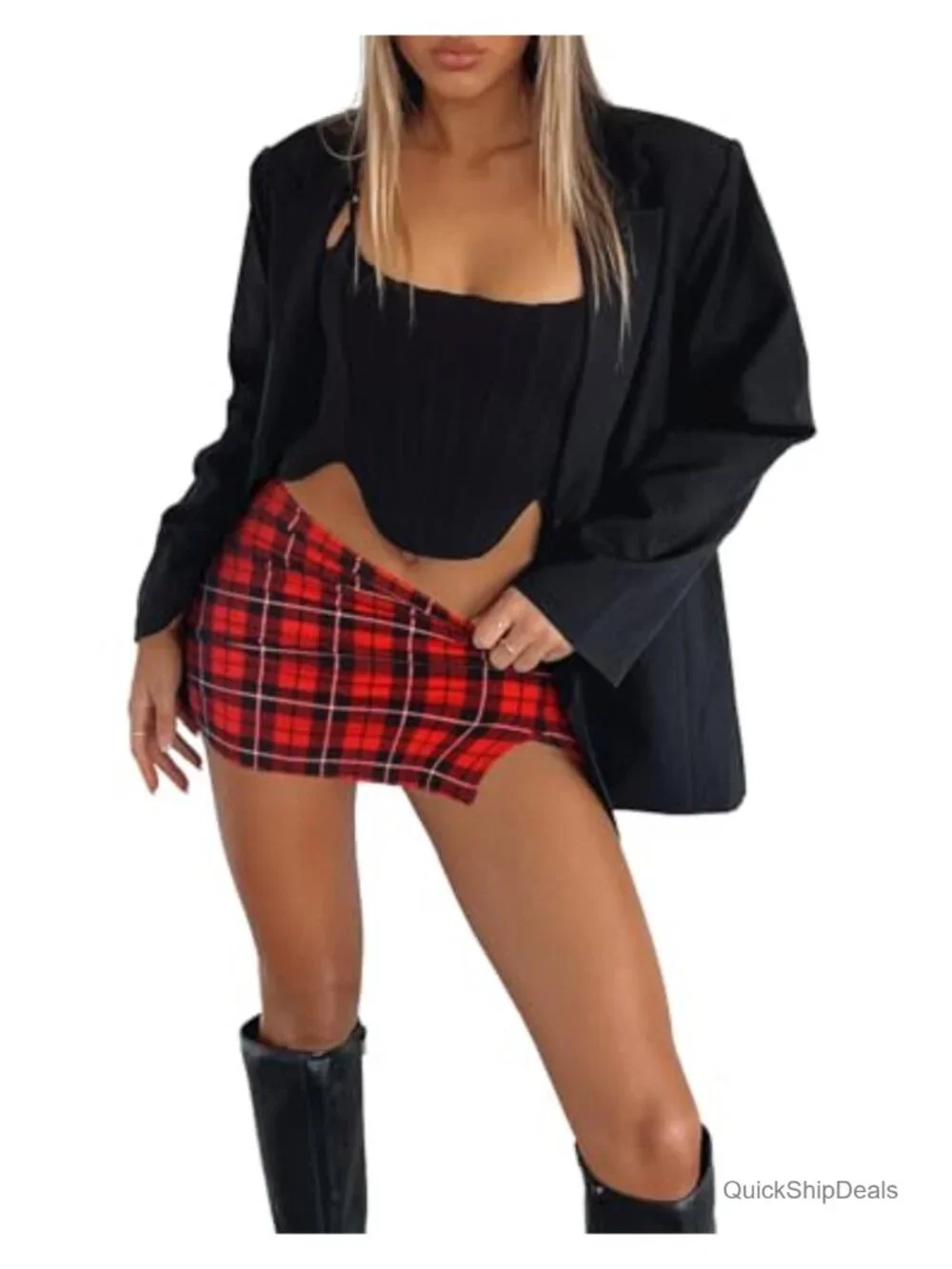 Women's Mini Skort Built-In Shorts Stretchy Jersey Front Split Casual Dance